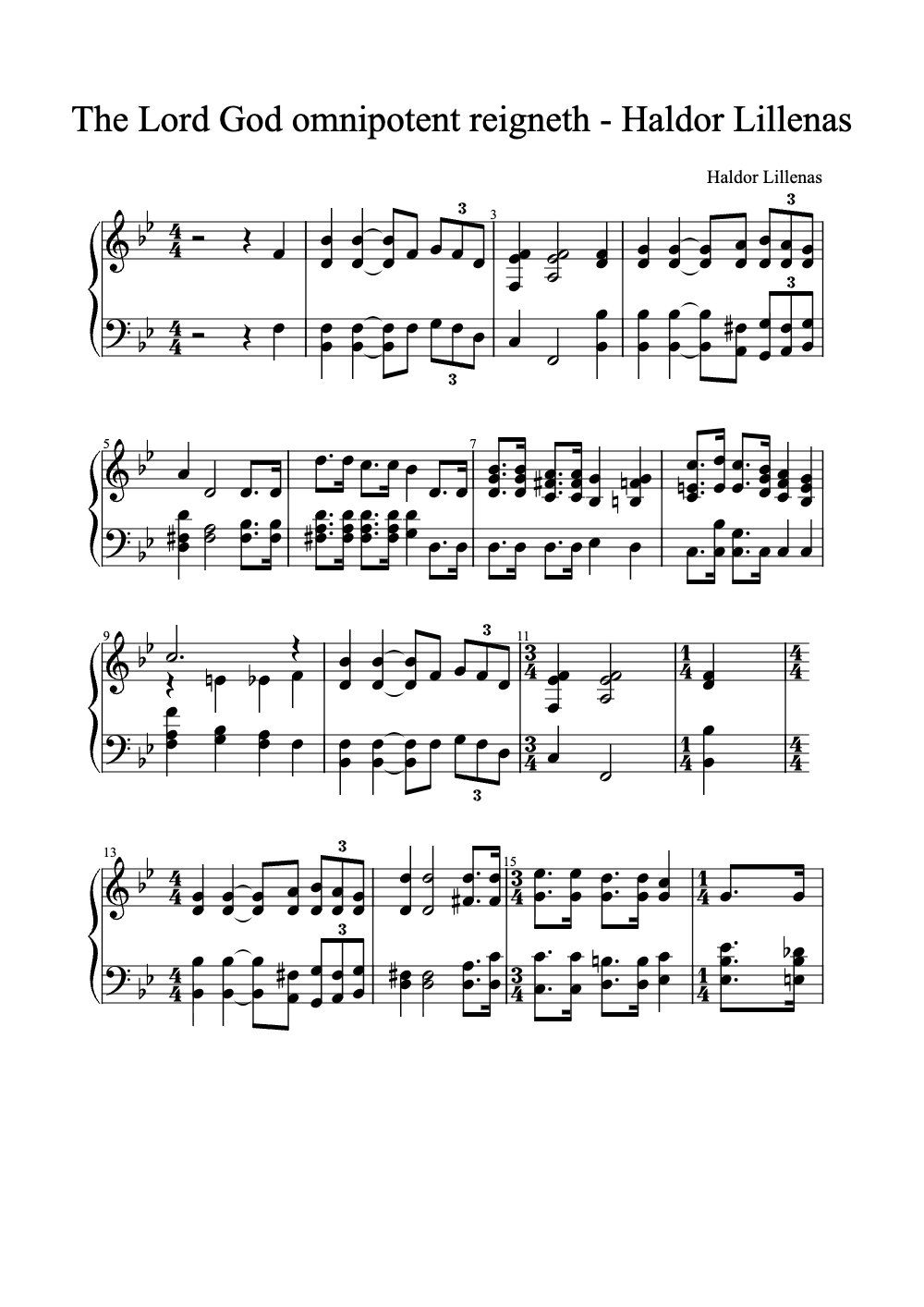 Sheet music preview for The Lord God Omnipotent Reigneth