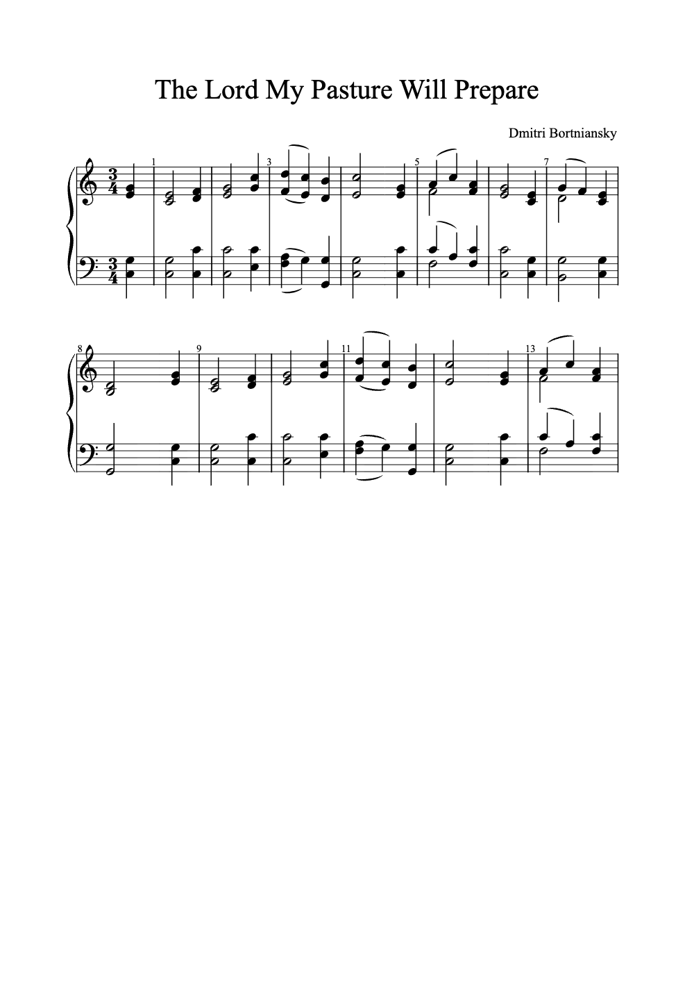 Sheet music preview for The Lord My Pasture Will Prepare
