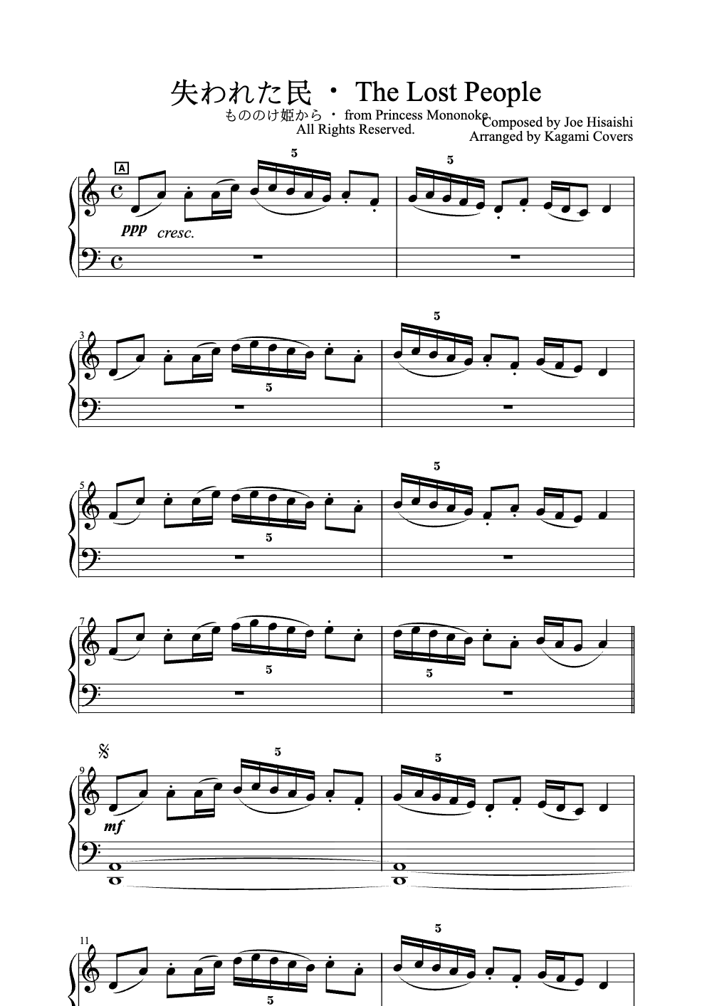 Sheet music preview for The Lost People