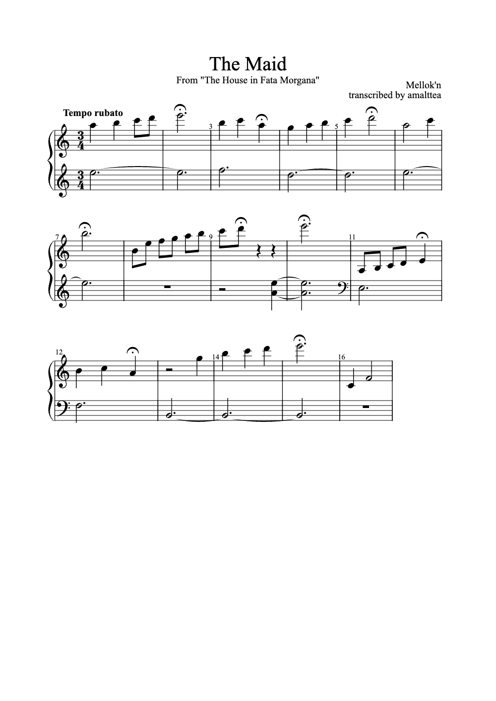 Sheet music preview for The Maid