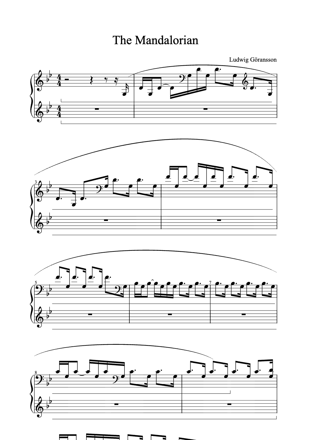 Sheet music preview for The Mandalorian