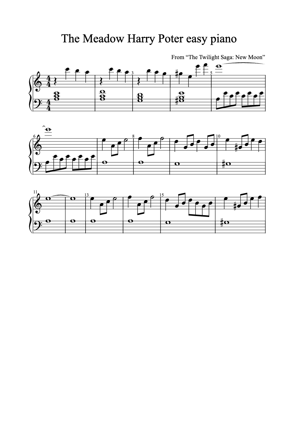 Sheet music preview for The Meadow