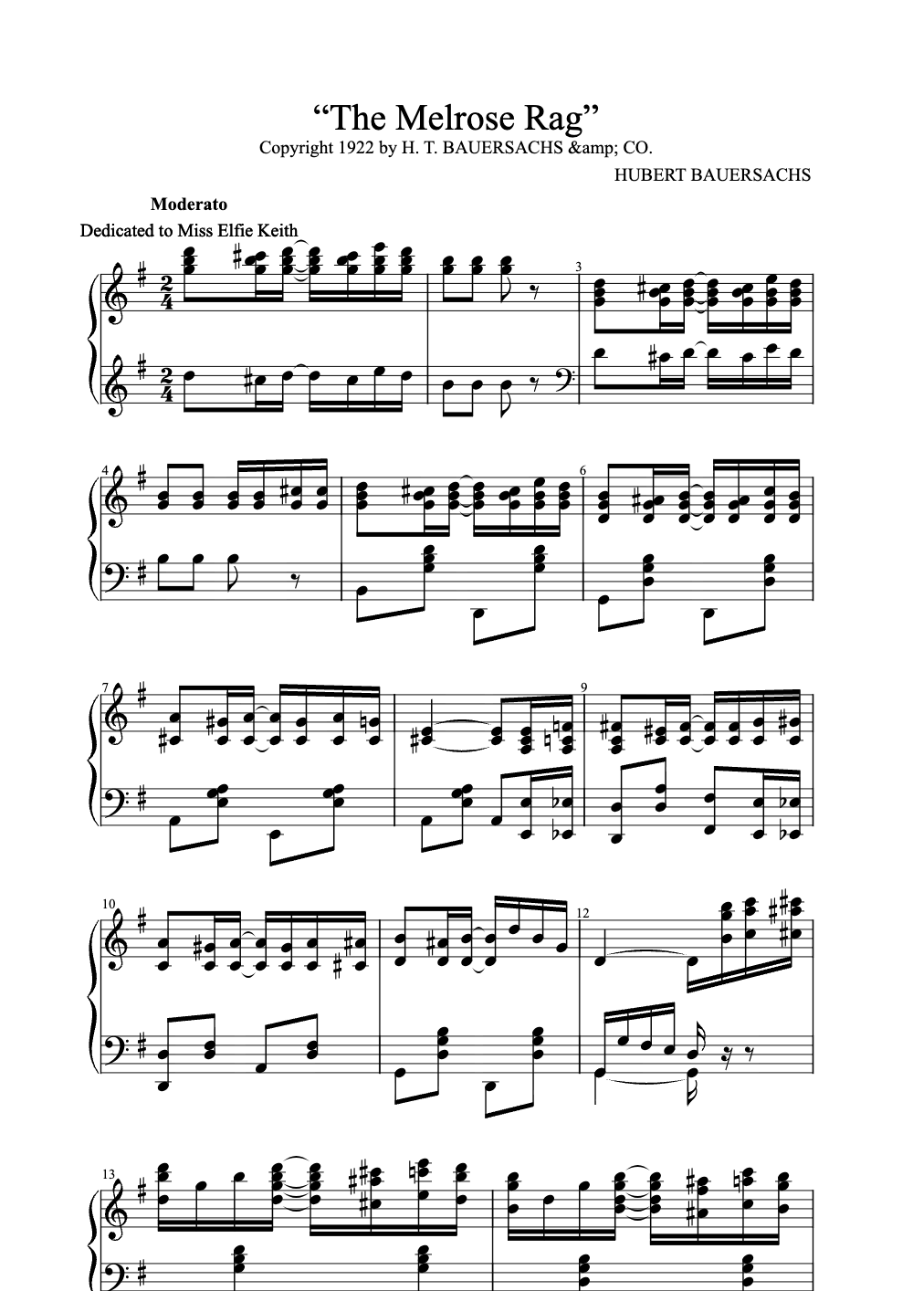 Sheet music preview for The Melrose Rag