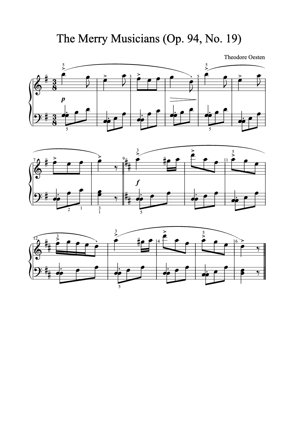 Sheet music preview for The Merry Musicians