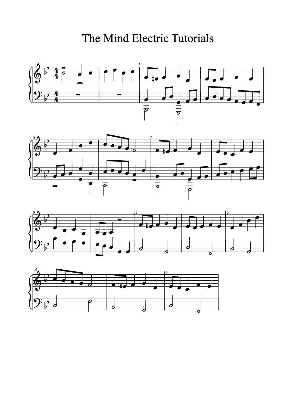 Sheet music preview for The Mind Electric Tutorials