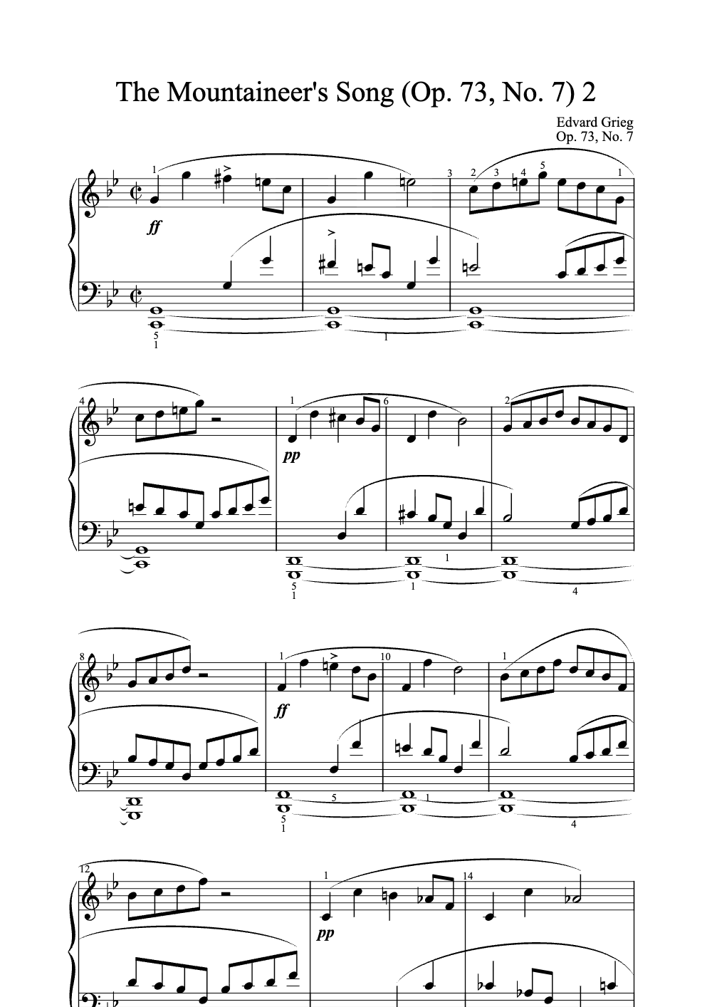 Sheet music preview for The Mountaineer's Song