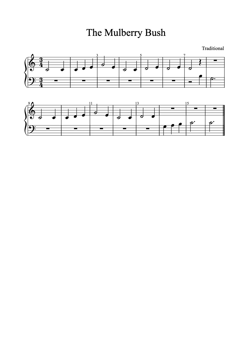 Sheet music preview for The Mulberry Bush
