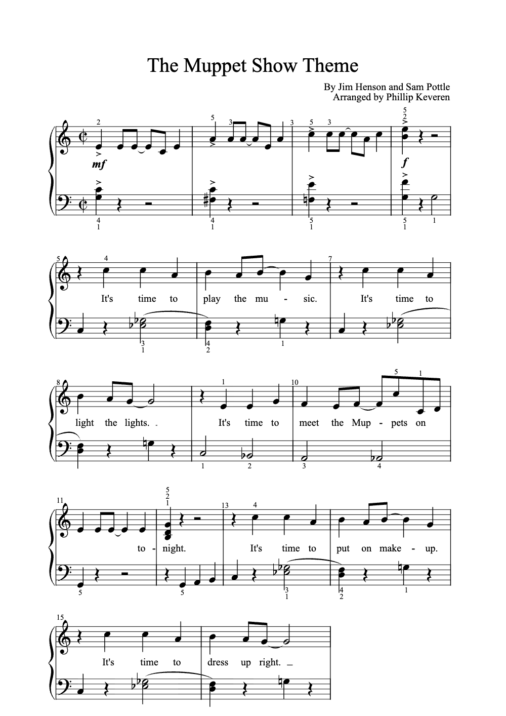 Sheet music preview for The Muppet Show Theme