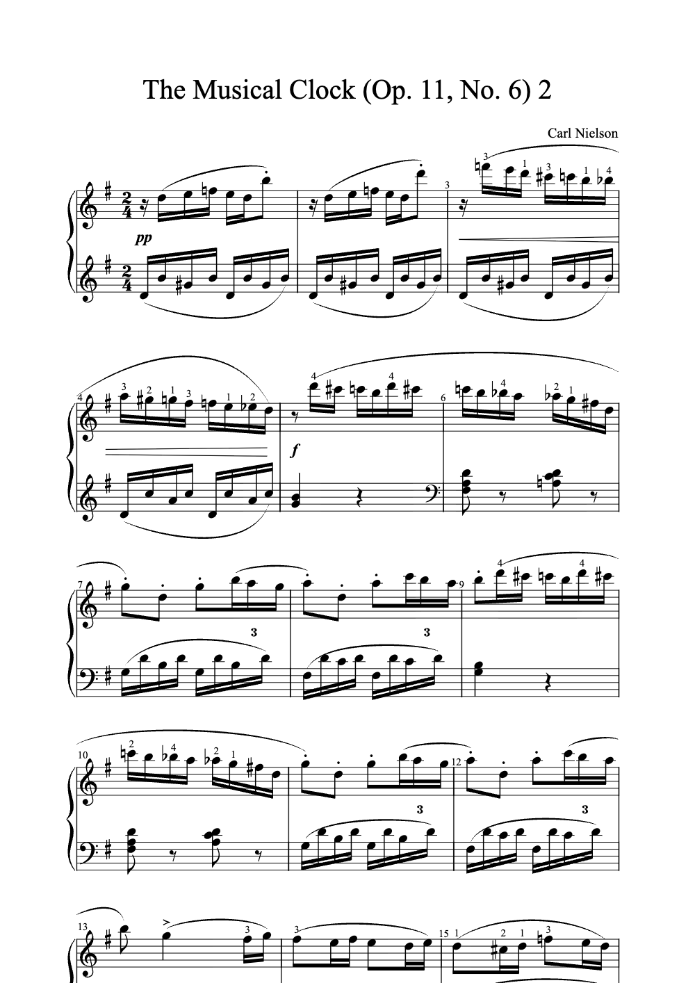 Sheet music preview for The Musical Clock