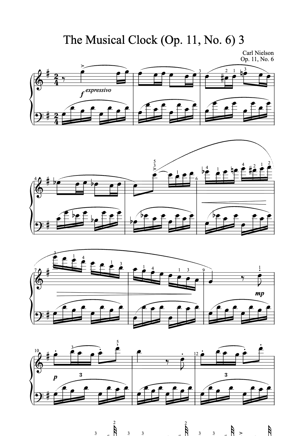 Sheet music preview for The Musical Clock