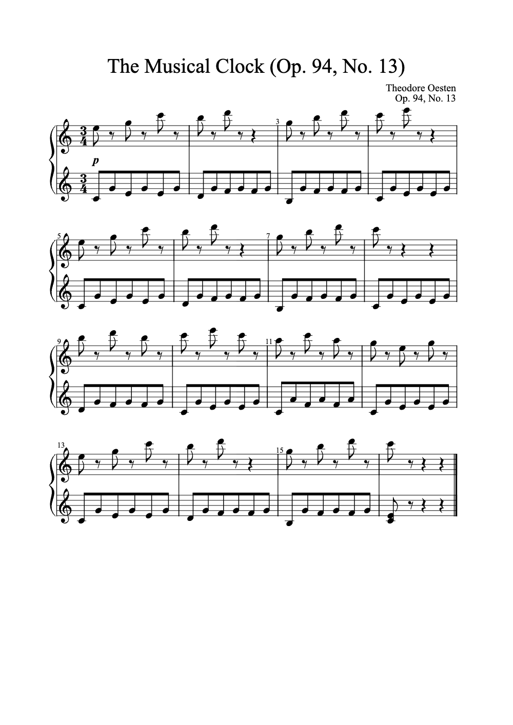 Sheet music preview for The Musical Clock (Op. 94, No. 13)