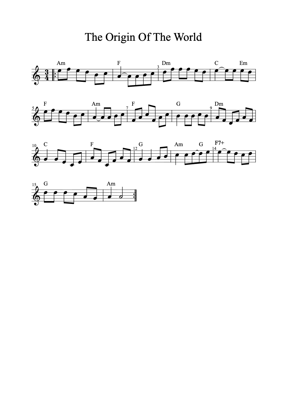 Sheet music preview for The Origin of the World