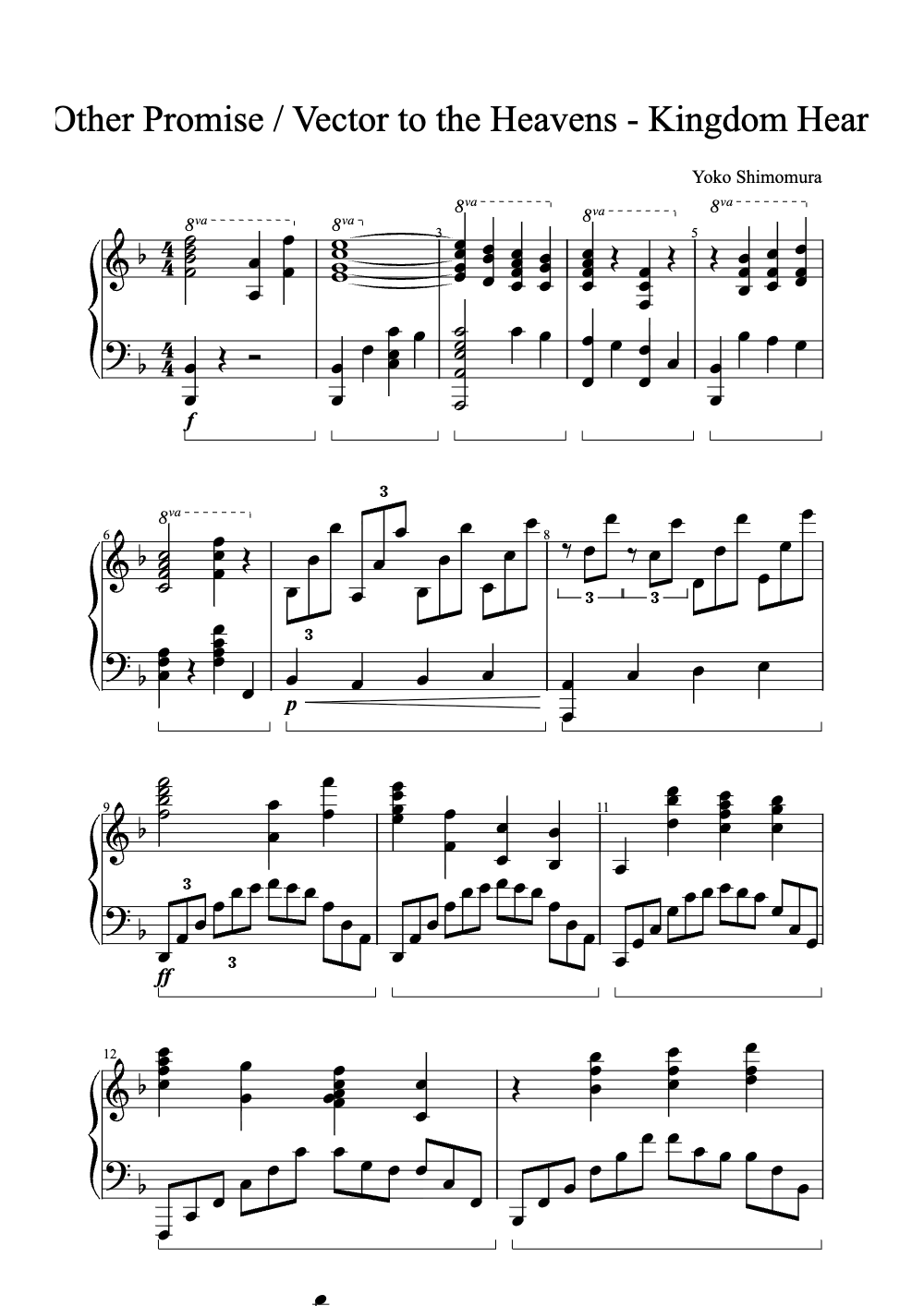 Sheet music preview for The Other Promise / Vector to the Heavens