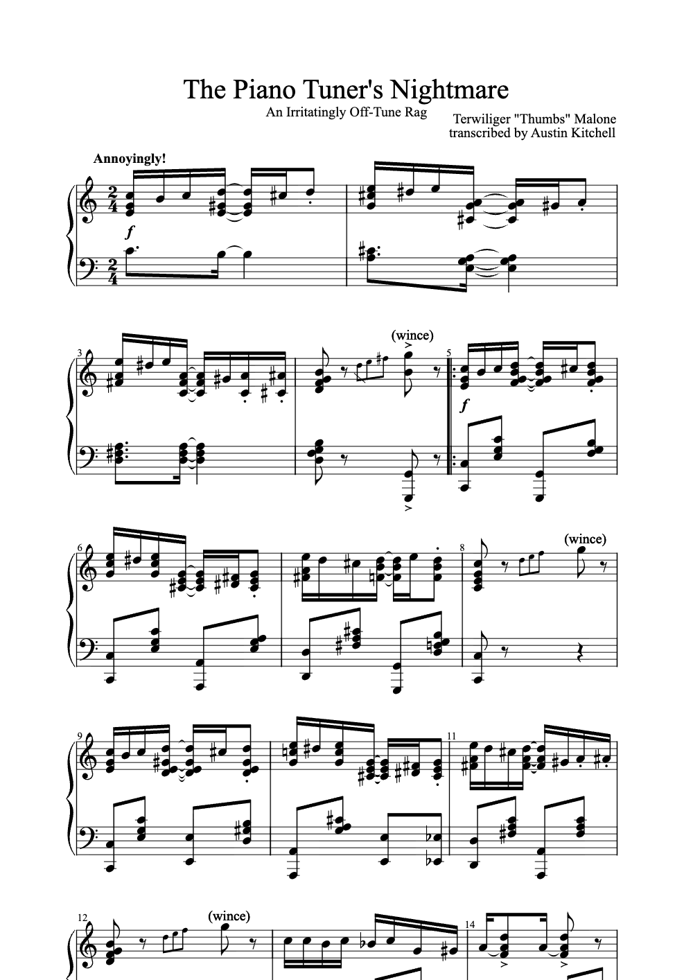 Sheet music preview for The Piano Tuner's Nightmare