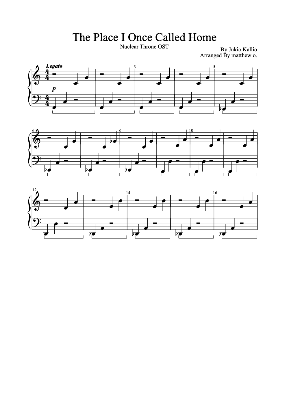 Sheet music preview for The Place I Once Called Home