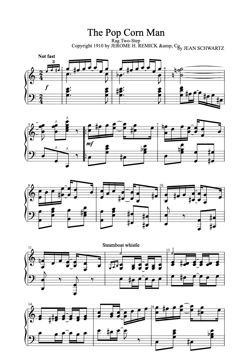 Sheet music preview for The Pop Corn Man