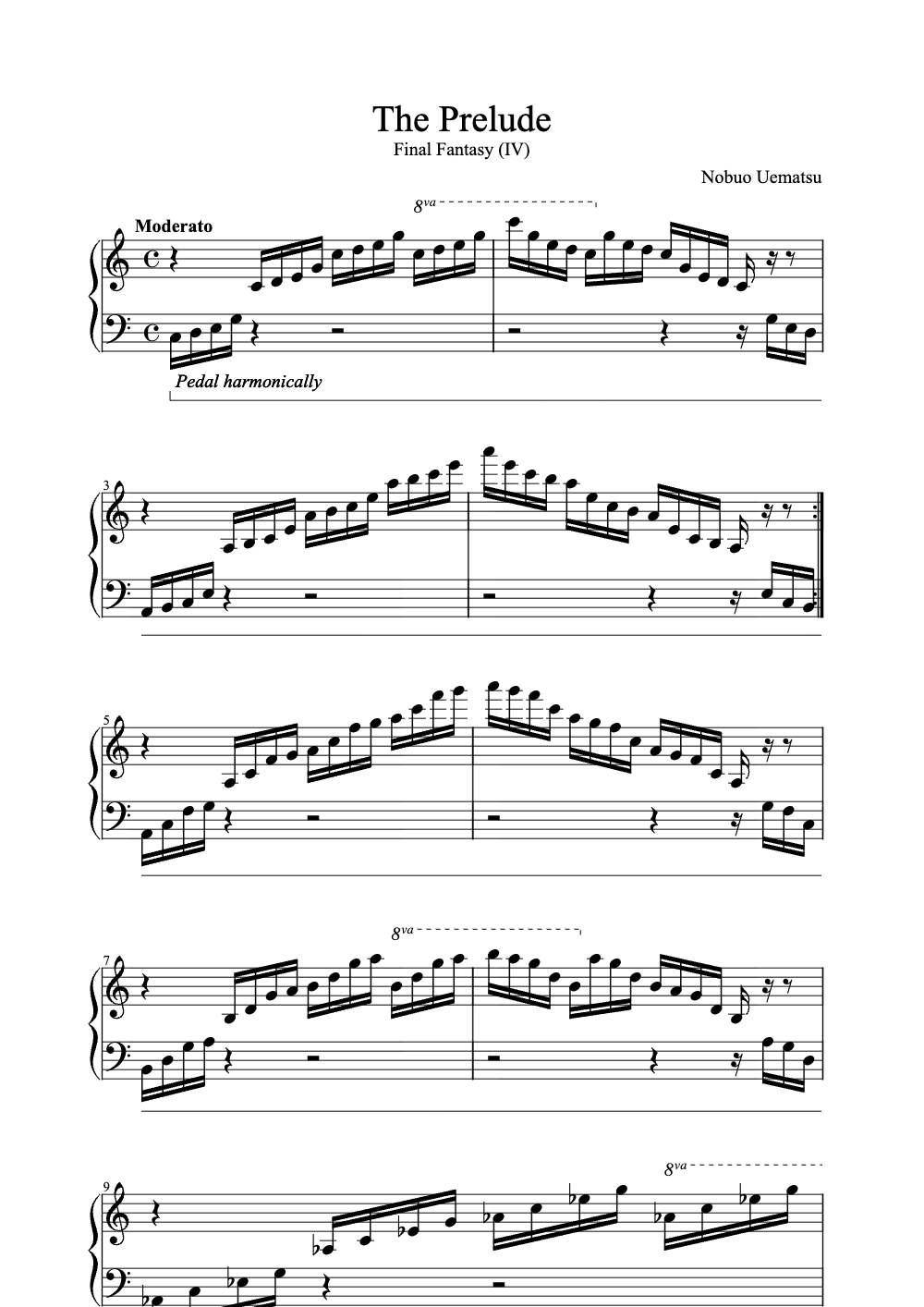 Sheet music preview for The Prelude