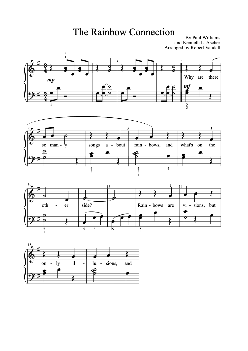 Sheet music preview for The Rainbow Connection