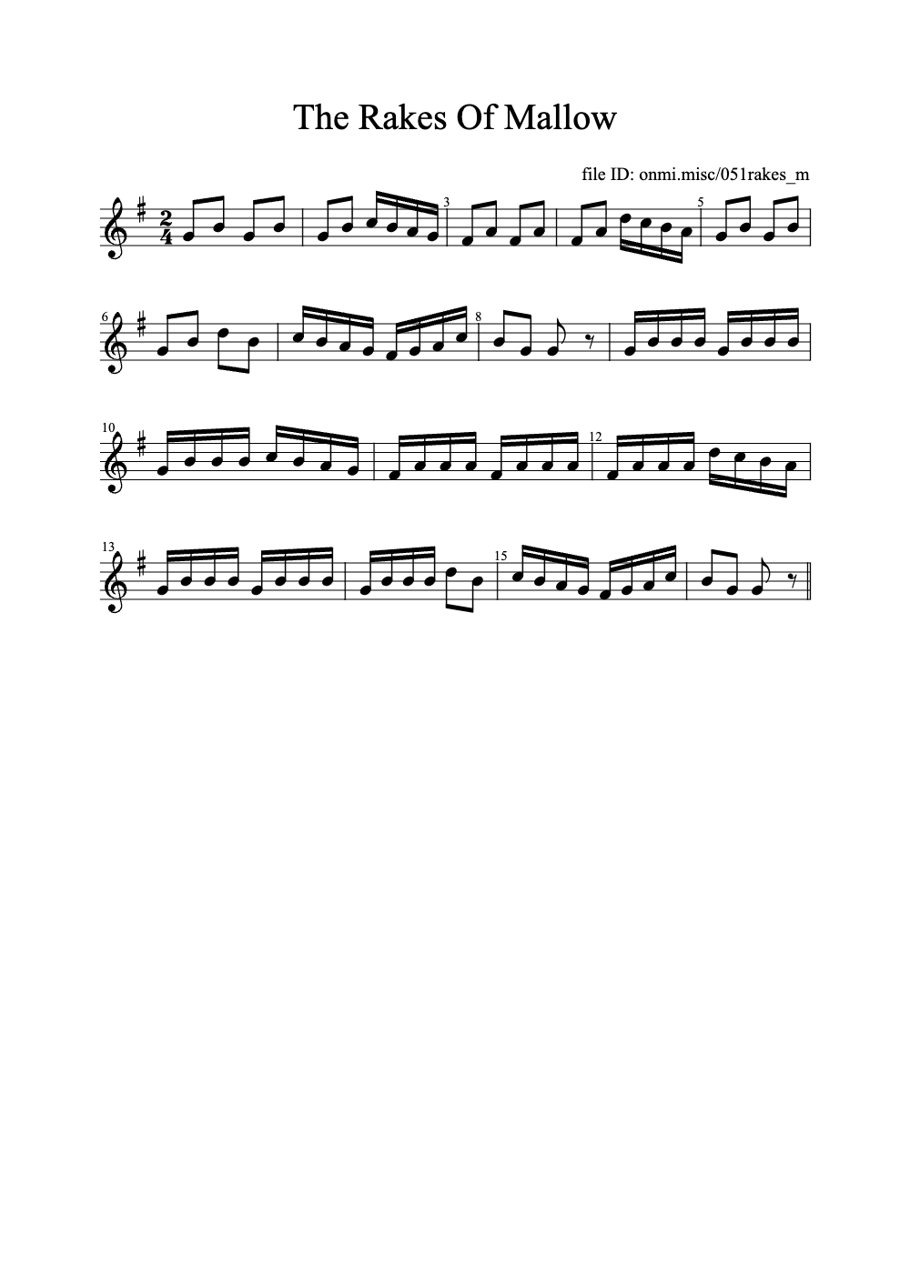Sheet music preview for The Rakes of Mallow