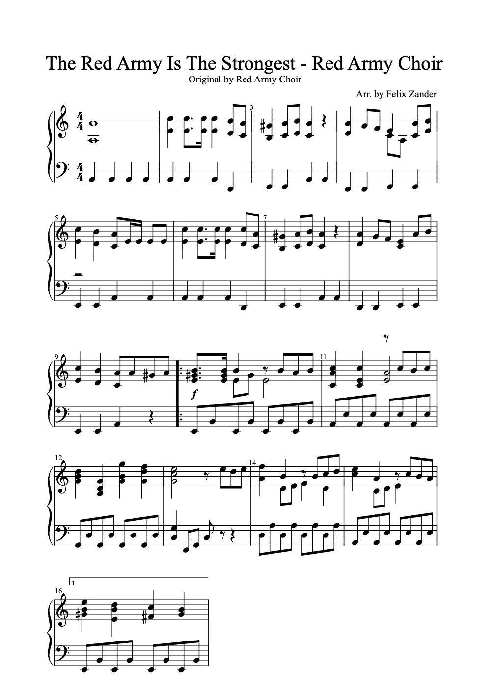 Sheet music preview for The Red Army Is the Strongest