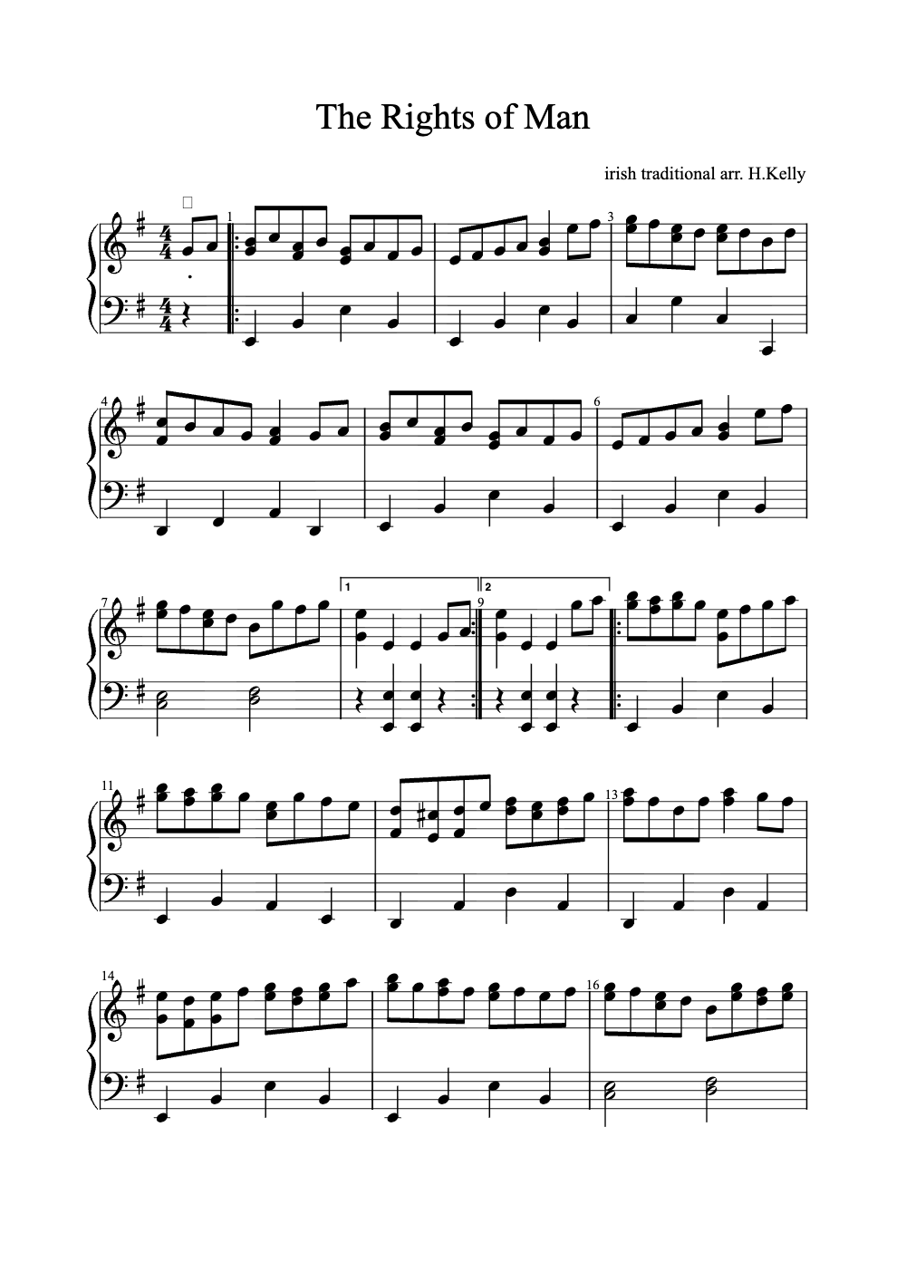 Sheet music preview for The Rights of Man