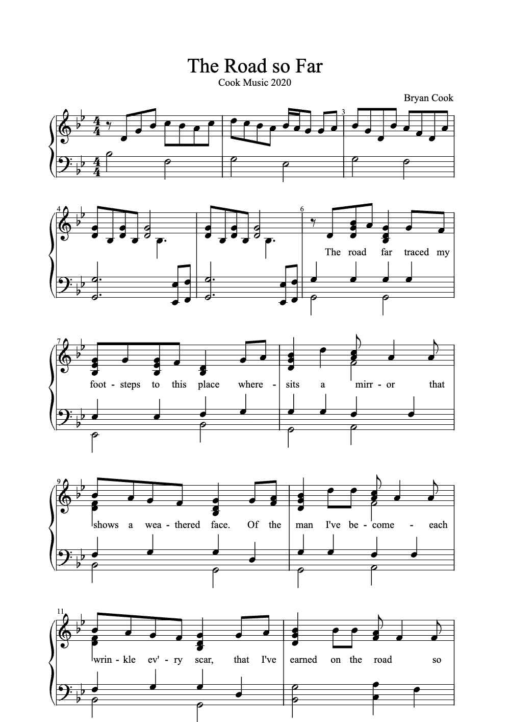 Sheet music preview for The Road So Far