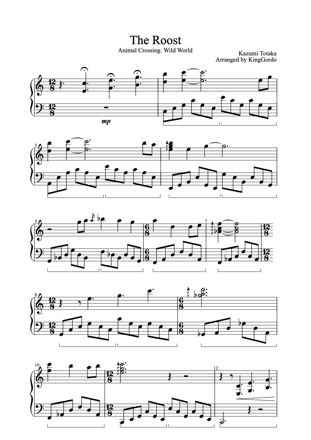 Sheet music preview for The Roost