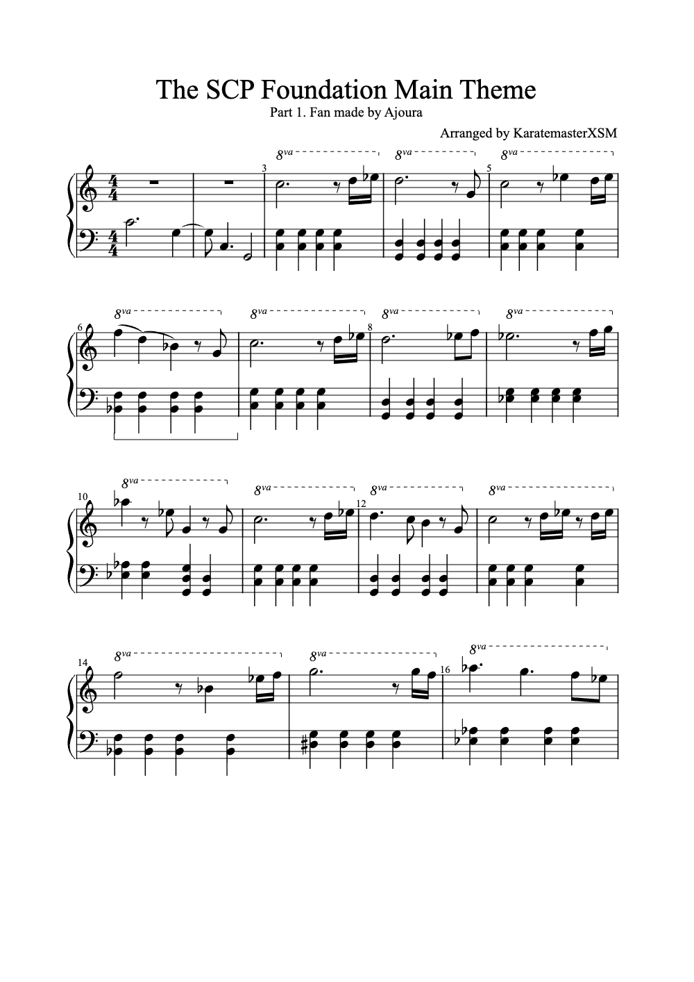 Sheet music preview for The SCP Foundation Main Theme