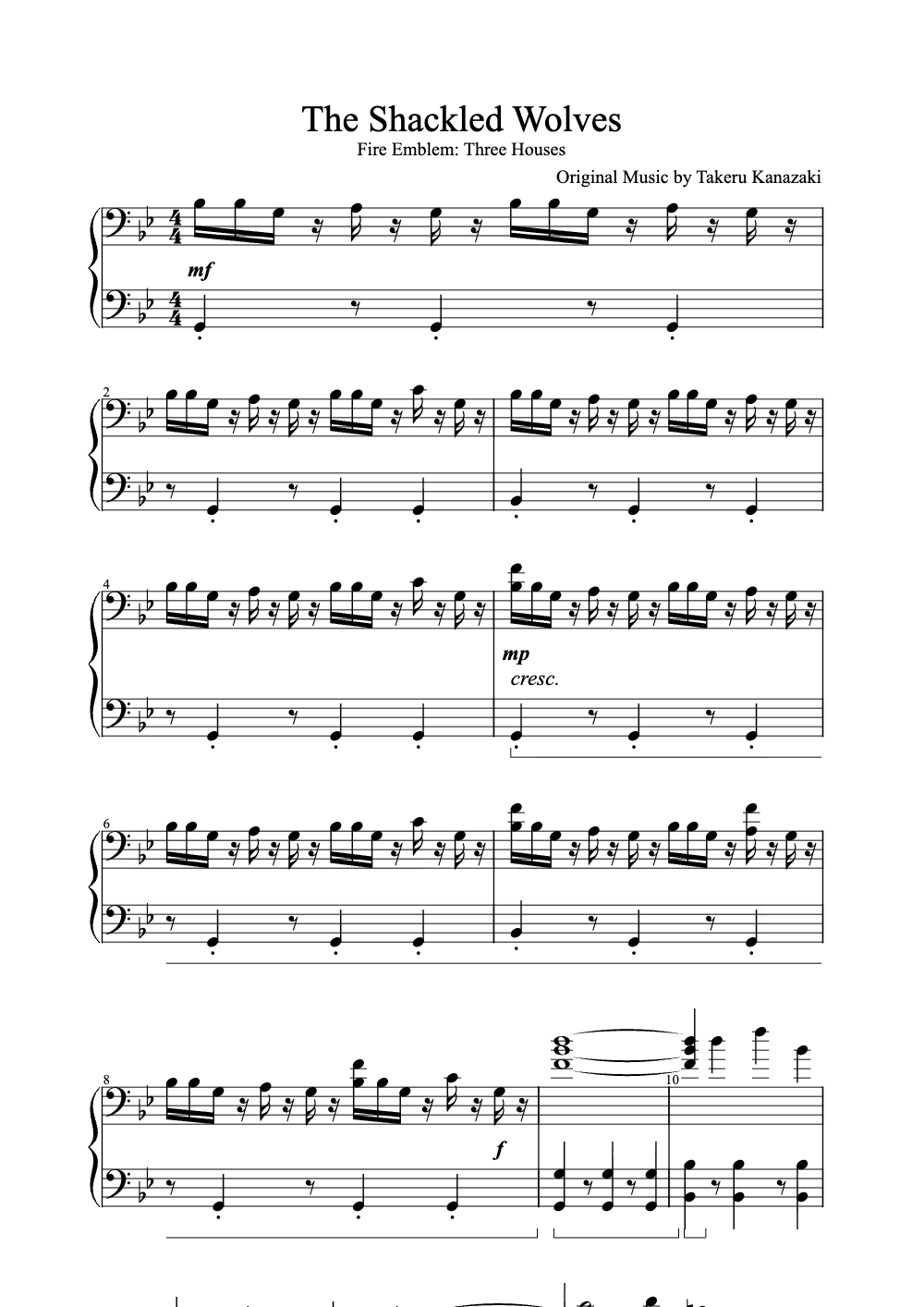 Sheet music preview for The Shackled Wolves