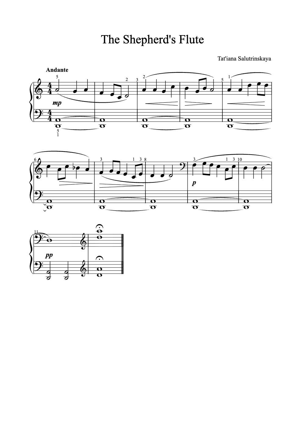 Sheet music preview for The Shepherd's Flute