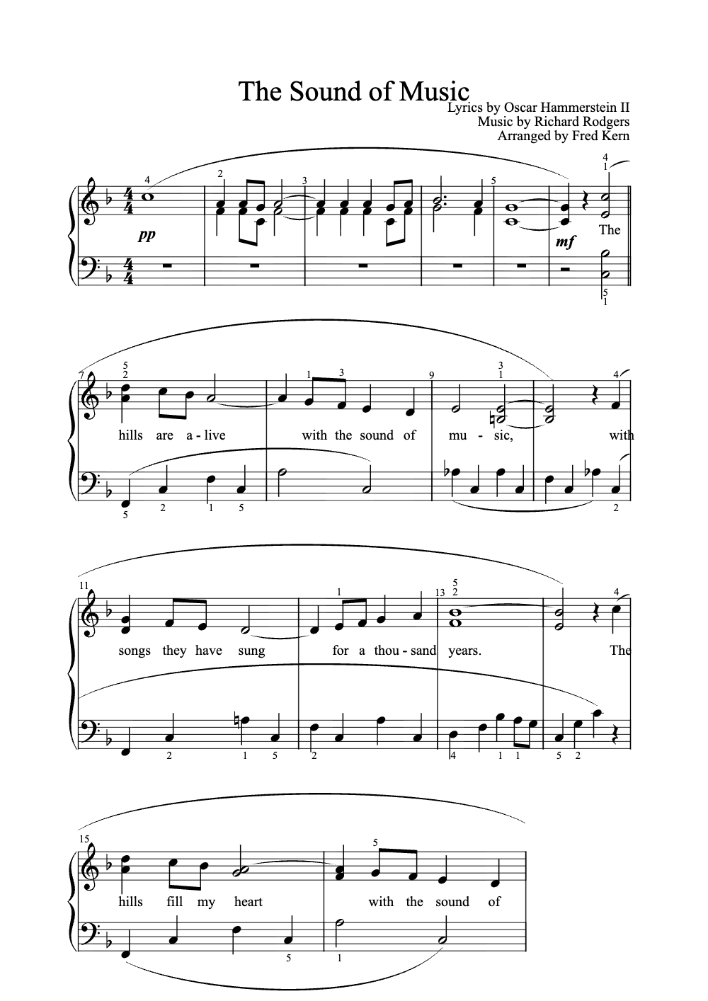 Sheet music preview for The Sound of Music