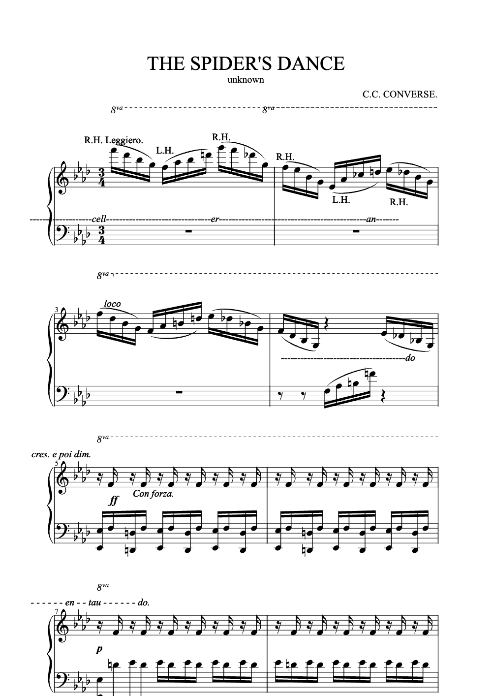 Sheet music preview for The Spider's Dance