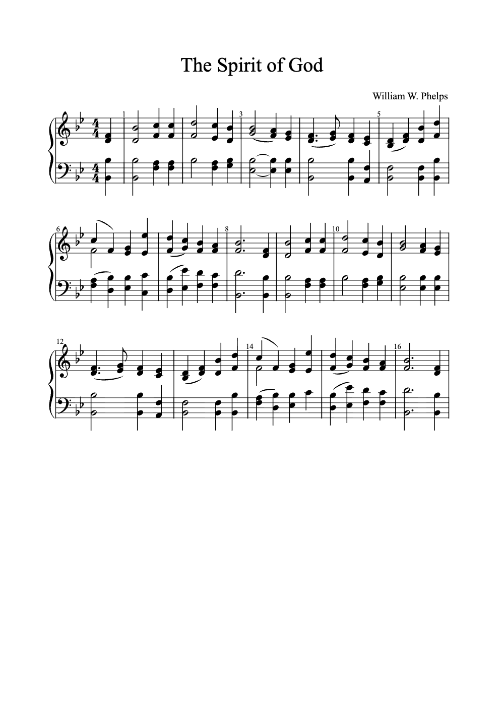 Sheet music preview for The Spirit of God