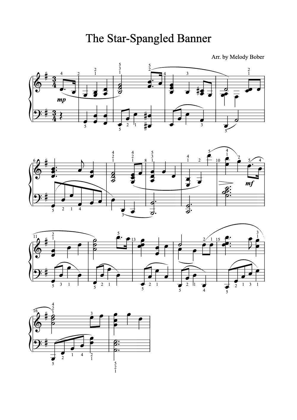 Sheet music preview for The Star-Spangled Banner