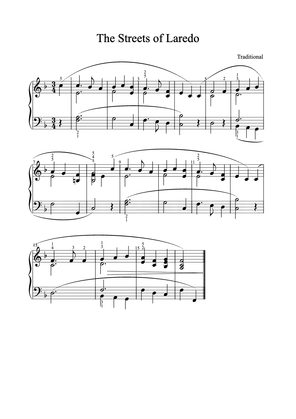 Sheet music preview for The Streets of Laredo