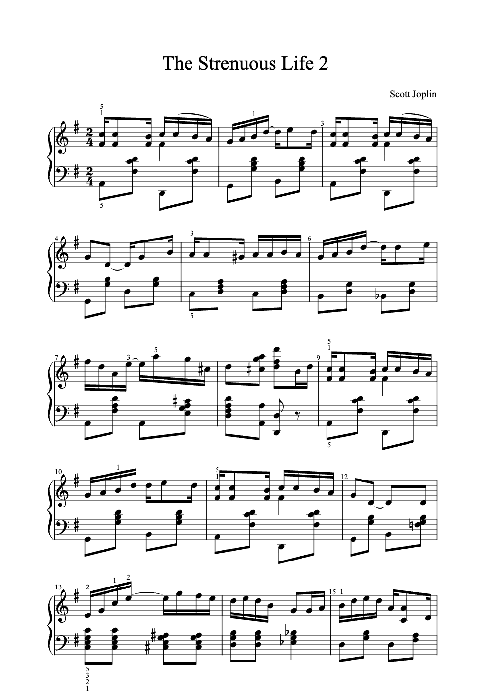 Sheet music preview for The Strenuous Life