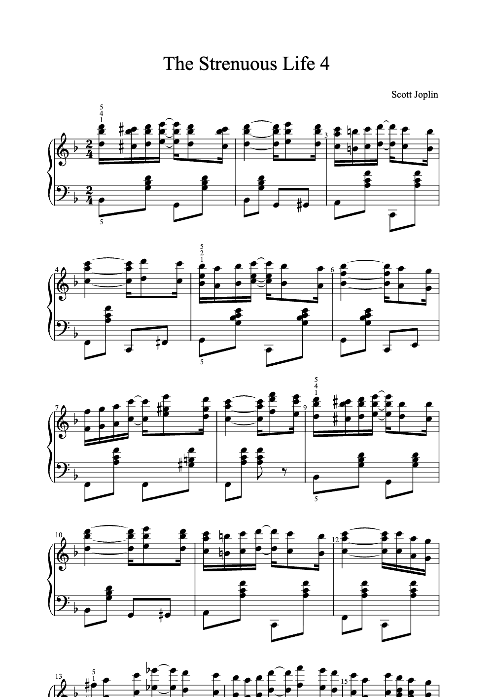 Sheet music preview for The Strenuous Life