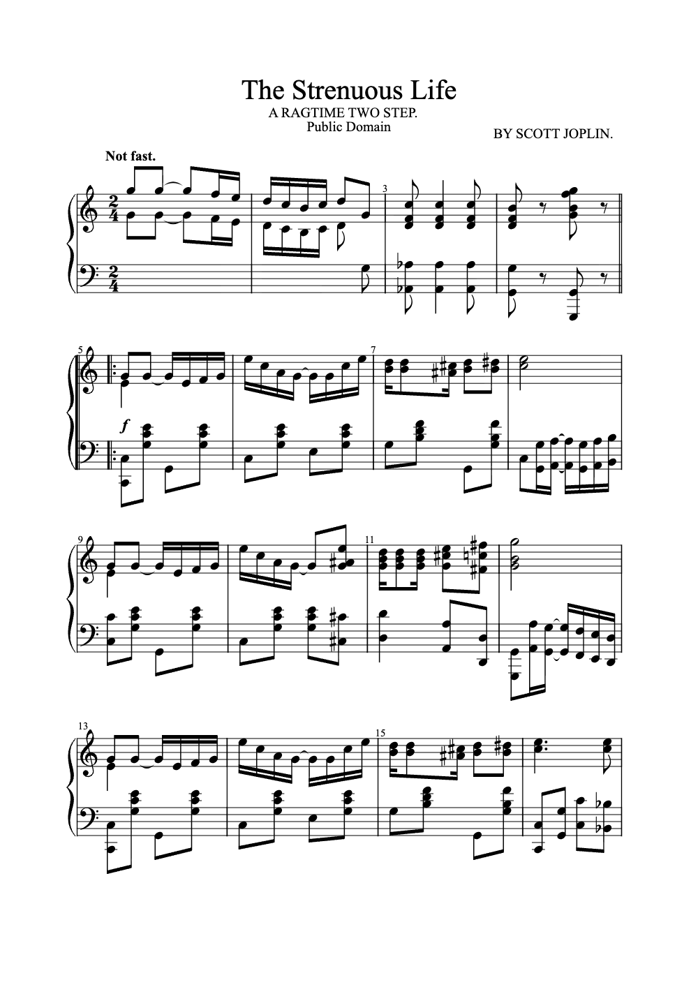 Sheet music preview for The Strenuous Life