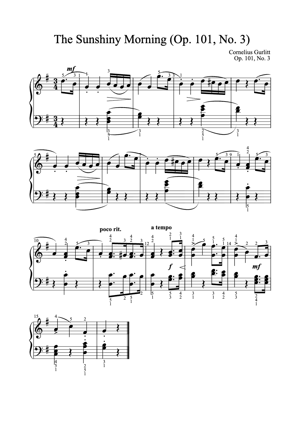 Sheet music preview for The Sunshiny Morning
