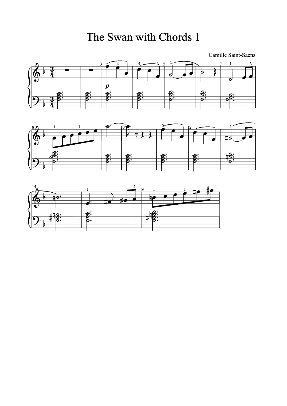 Sheet music preview for The Swan