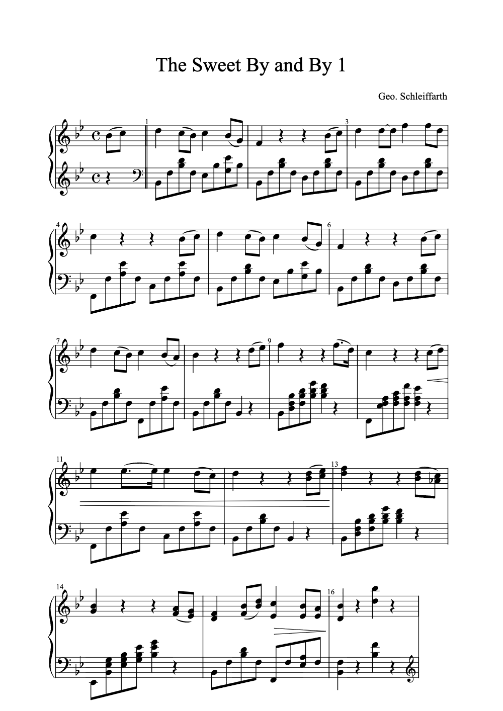 Sheet music preview for The Sweet By and By