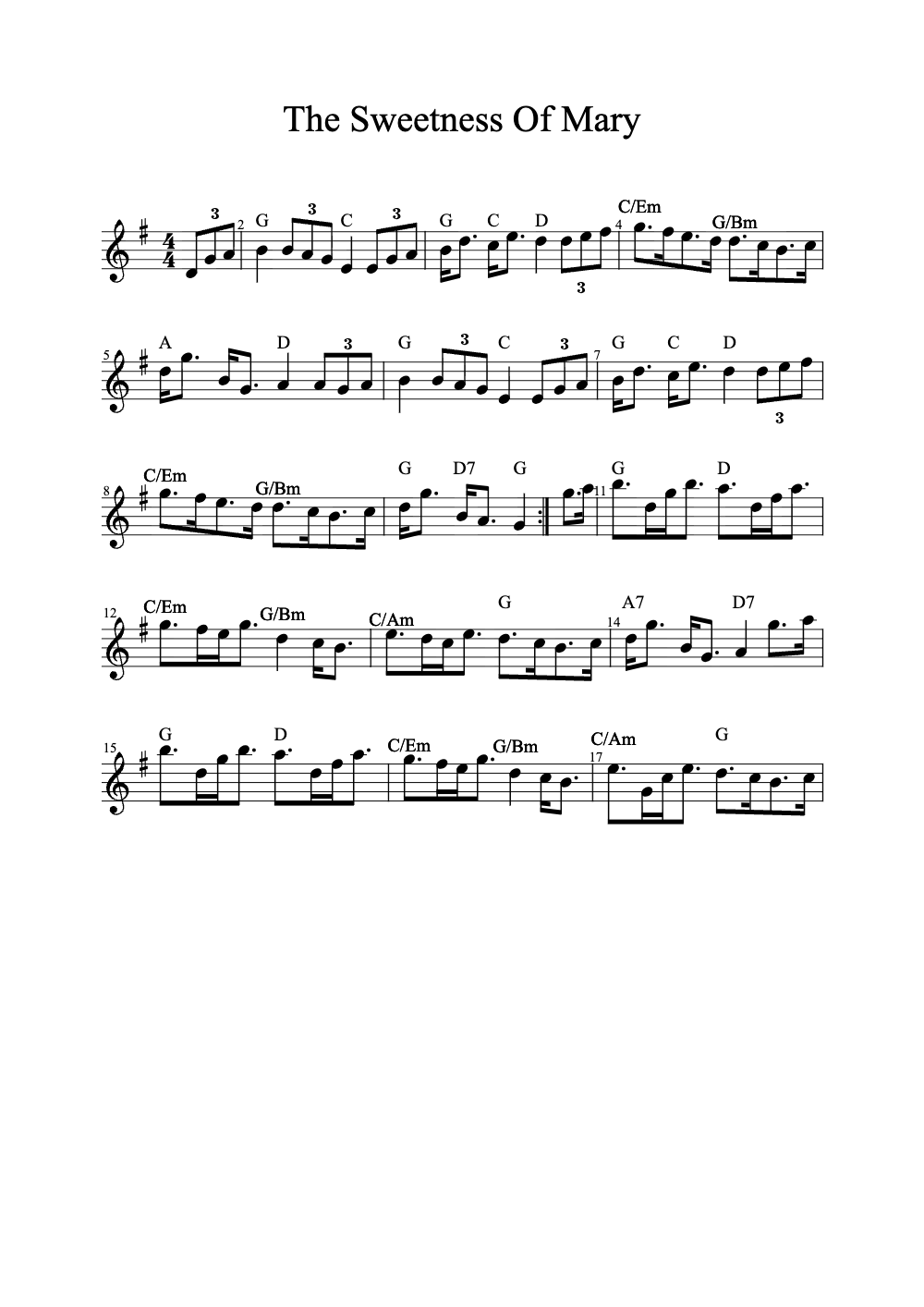 Sheet music preview for The Sweetness of Mary