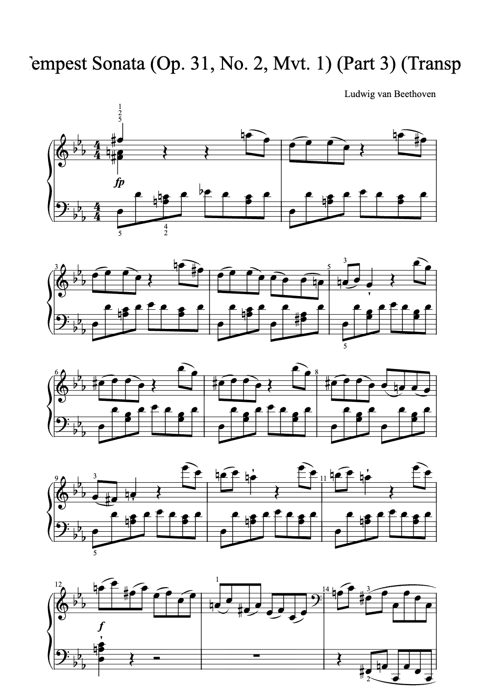 Sheet music preview for The Tempest Sonata