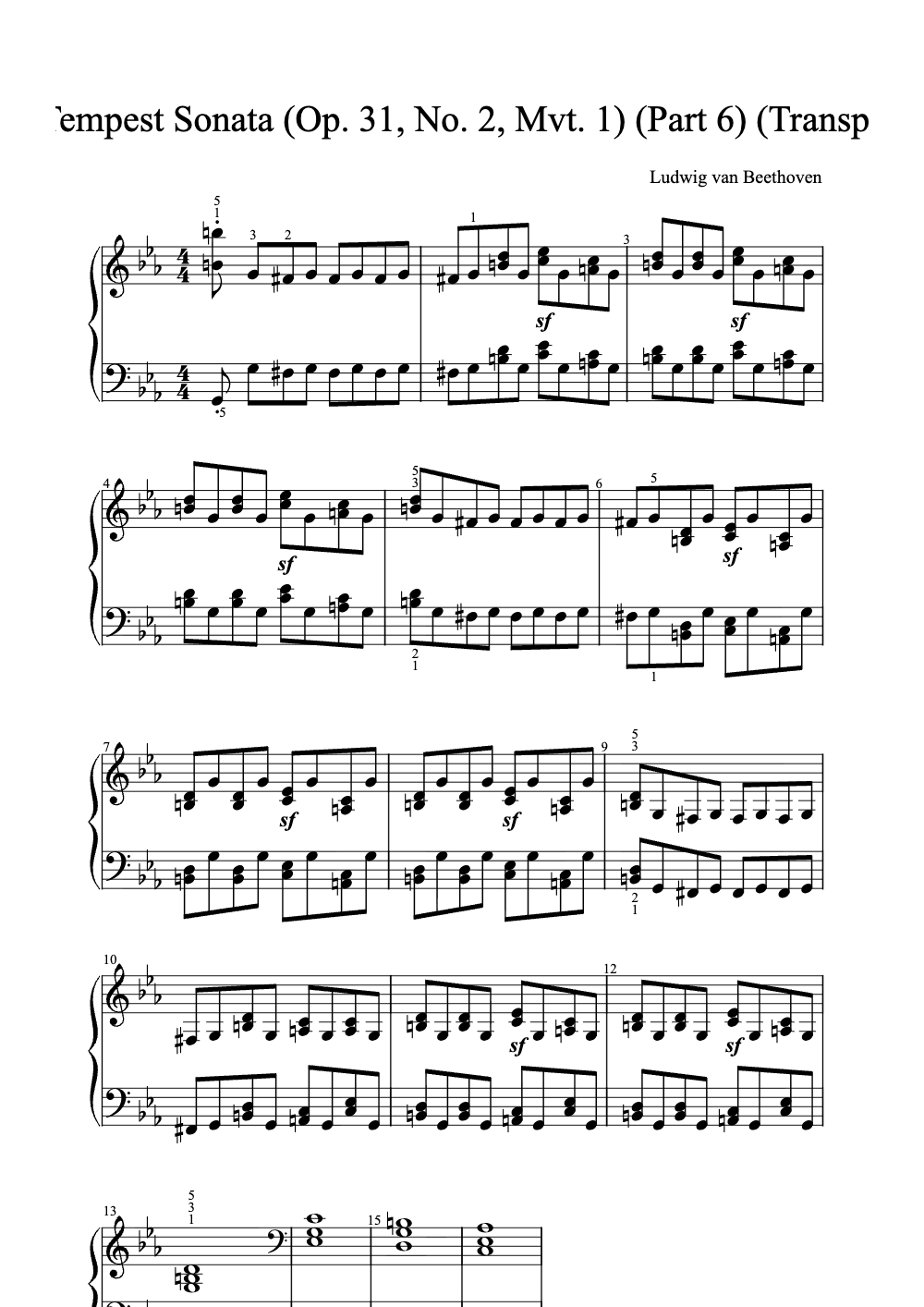Sheet music preview for The Tempest Sonata