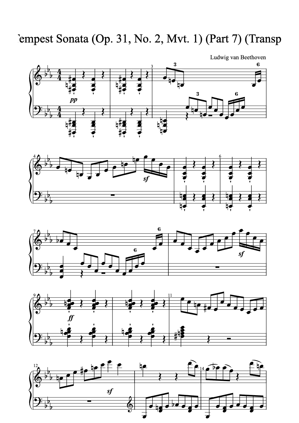 Sheet music preview for The Tempest Sonata