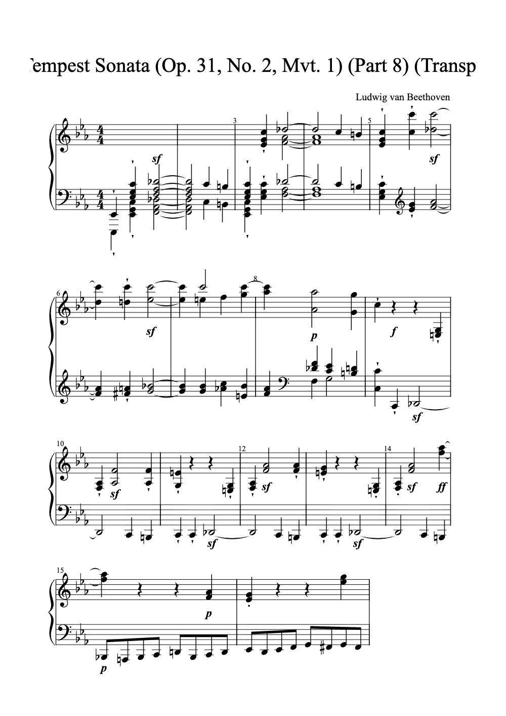 Sheet music preview for The Tempest Sonata (Op. 31, No. 2, Mvt. 1)