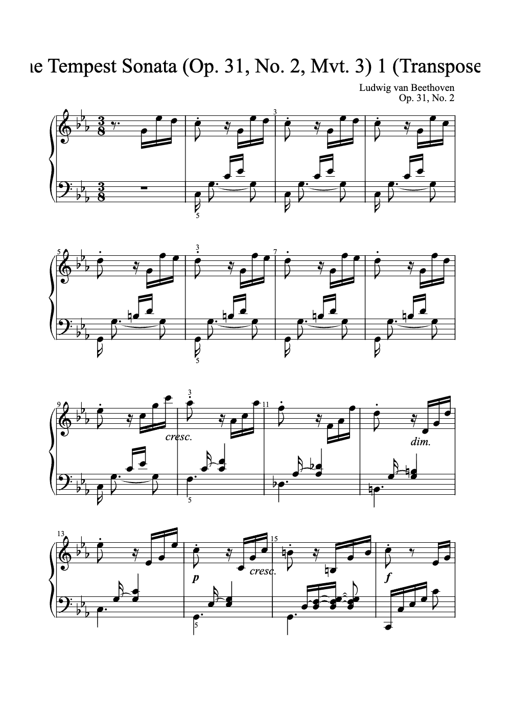 Sheet music preview for The Tempest Sonata