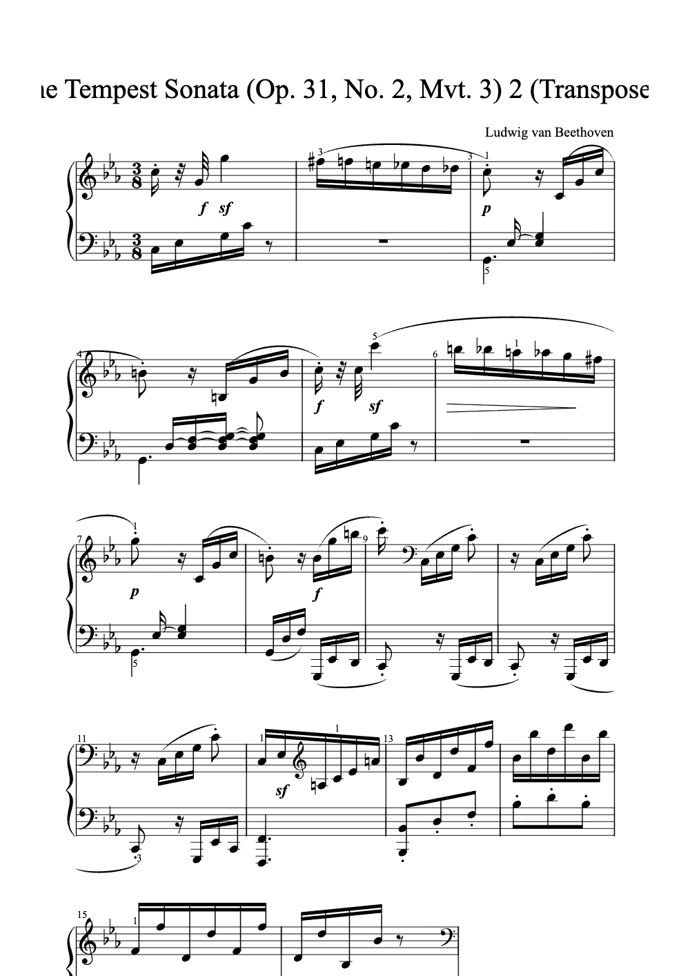 Sheet music preview for The Tempest Sonata