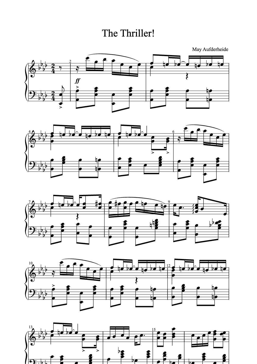 Sheet music preview for The Thriller
