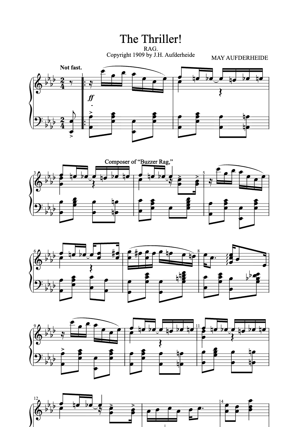 Sheet music preview for The Thriller!